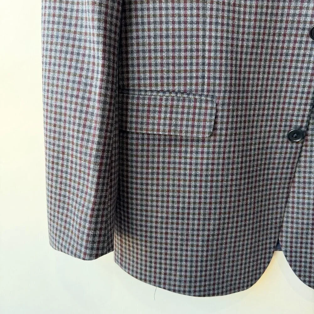 Brooks Brothers Regent Fit gingham Plaid Wool Blend Sport Coat Size 42L